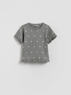 Reserved - Bawełniany t-shirt z nadrukiem - ciemnoszary - Bluzki dla niemowląt - miniaturka - grafika 1