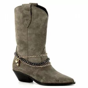 Szare kowbojki krótkie CARINII - Carinii - Botki damskie - miniaturka - grafika 1