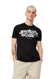 Armani Exchange Męski t-shirt z widocznością miasta, czarny, S - Koszulki męskie - miniaturka - grafika 1