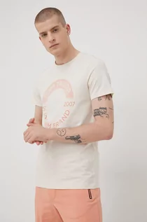 Koszulki męskie - Tom Tailor t-shirt bawełniany kolor beżowy z nadrukiem - grafika 1