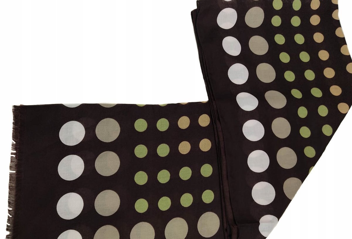 SZAL damski z frędzlami BAWEŁNIANY GROSZKI