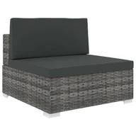 Fotele i krzesła ogrodowe - vidaXL Środkowa sofa z poduszką, polirattan, szara - miniaturka - grafika 1