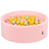 Zabawki do kąpieli - KiddyMoon Suchy basen okrągły z piłeczkami 7cm różowy: jasny zielony-żółty-pudrowy róż 90x30cm/300piłek Zabawka basen piankowy - miniaturka - grafika 1