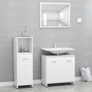 vidaXL vidaXL 3-częściowy zestaw mebli łazienkowych, biały, płyta wiórowa 8720286166086 - Meble łazienkowe - miniaturka - grafika 1