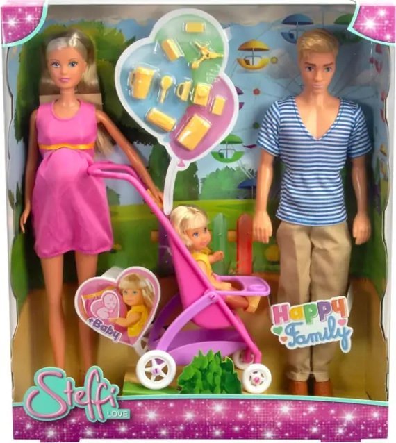 Simba Simba 105733673 - Steffi Love Happy Family, Pregnant Doll, Kevin, Evi and Baby with