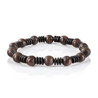 Bransolety męskie - Bransoletka koraliki w kolorze brązowym EM 25 - EM Men's Accessories - miniaturka - grafika 1