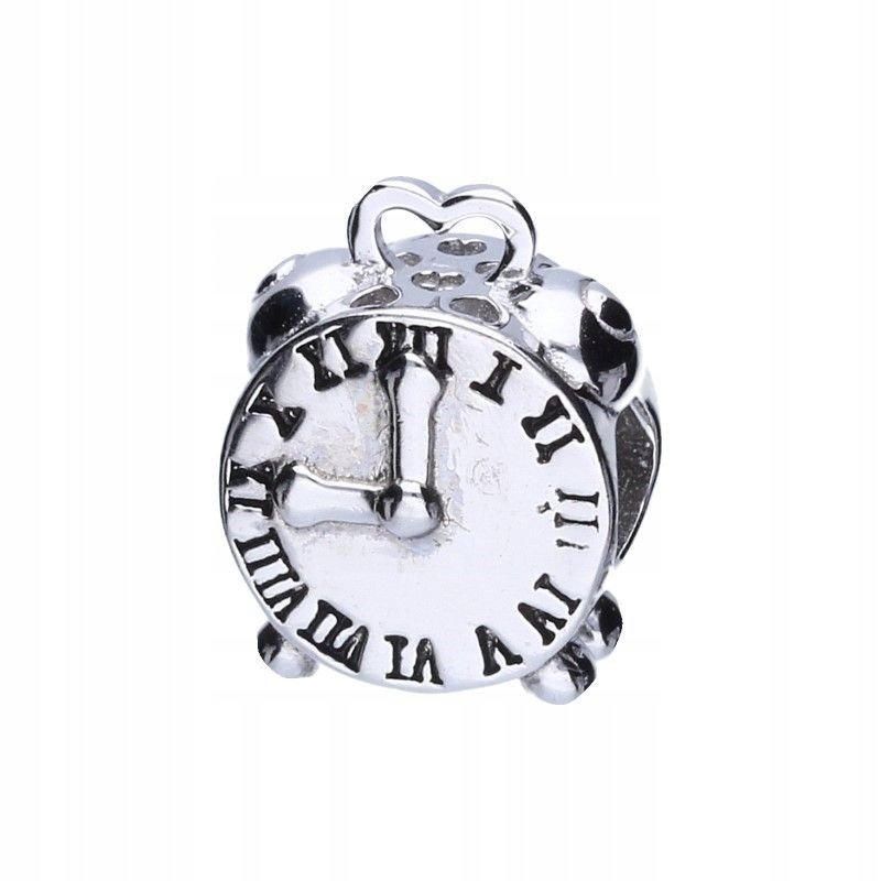 Zawieszka do bransoletki modułowa Bead zegar, srebro rodowane 925 3mm 2.95g