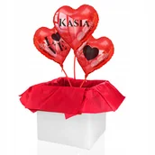Balony i akcesoria - Balony z helem w pudełku CZERWONE SERCE WALENTYNKI - miniaturka - grafika 1