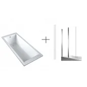 Wanny - CALDO DPL531WL + REA-W0700 CALDO SCHEDPOL Wanna akrylowa SLIM w technologii STANDARDOWEJ, laminowana 150x70x37 + Agat-2 parawan nawannowy 80x140 cm 2-częściowy szkło transparentne - miniaturka - grafika 1