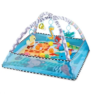 DUŻA MATA EDUKACYJNA MIĘKKA INTERAKTYWNA DLA NIEMOWLAKA 2W1 BLUE + PIŁKI - Maty edukacyjne - miniaturka - grafika 1