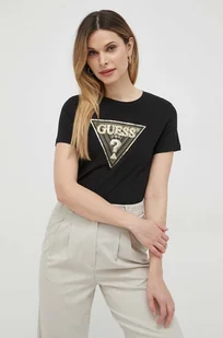 Guess t-shirt damski kolor czarny - Koszulki sportowe damskie - miniaturka - grafika 1