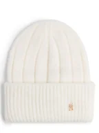 Czapki damskie - Tommy Hilfiger Czapka damska z zawartością alpaki Kobiety Sztuczne włókno biały jednolity, ONE SIZE - miniaturka - grafika 1