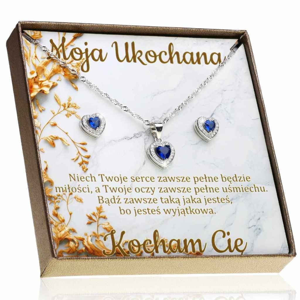 Komplet biżuterii srebro 925 rodowane naszyjnik kolczyki dla Ukochanej