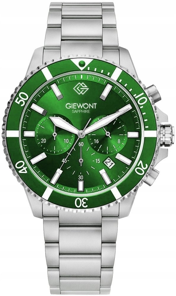 Zegarek Giewont Zegarek Męski Chronograph Sapphire Srebrno Zielony GW3970-B8