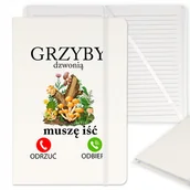 Notesy i bloczki - NOTES BIAŁY A5 PREZENT MIŁOŚNIKA GRZYBOBRANIA WZÓR - miniaturka - grafika 1
