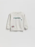 Bluzki dla niemowląt - Reserved - Bawełniany longsleeve z nadrukiem - jasnoszary - miniaturka - grafika 1