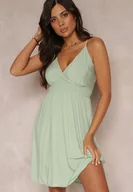Sukienki - Miętowa Rozkloszowana Sukienka Bawełniana na Ramiączkach Billil - Renee - miniaturka - grafika 1