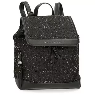 Pepe Jeans Daila Plecak na co dzień, czarny, 26 x 29 x 10 cm, bawełna, poliester i PU, czarny/biały, plecak na co dzień, czarny/biały, Plecak na co dzień - Plecaki - miniaturka - grafika 1