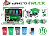 Samochody i pojazdy dla dzieci - Ciężarówka Auto Samochód Śmieciarka Do Rozkręcania + Zestaw Koszy Na Śmieci - miniaturka - grafika 1