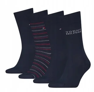 SKARPETKI TOMMY HILFIGER 4 PARY GIFTBOX 4 SZTUKI PREZENT r. 39-42 NAVY - Skarpetki męskie - miniaturka - grafika 1