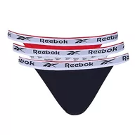 Majtki damskie - Reebok Damskie majtki stringi w kolorze granatowym/nadrukowym/czerwonym | wygodna bawełna i ściągacz w talii z mikrofibry - zestaw 3 sztuk, Vector Navy/White Print/Vector Red, M - miniaturka - grafika 1