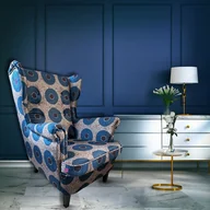 Fotele - Fotel uszak Winyl we wzory, kolorowy, patchwork, welurowy - miniaturka - grafika 1