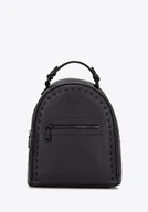 Torebki damskie - Damski plecak z imitacji skóry z jednolitymi dżetami czarny - miniaturka - grafika 1