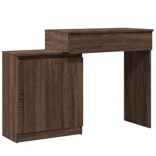 vidaXL Toaletka z oświetleniem LED brązowy dąb 115x37x110,5 cm - Toaletki - miniaturka - grafika 1