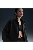 Kurtki damskie - Damska kurtkaz diagonaluo kroju oversize Windrunner Nike Collection - Czerń - miniaturka - grafika 1