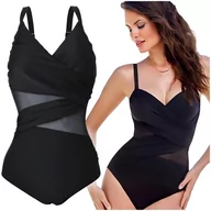 Stroje kąpielowe - STRÓJ KĄPIELOWY JEDNOCZĘŚCIOWY WYSZCZUPLAJĄCY Z SIATECZKĄ KOSTIUM MONOKINI M - miniaturka - grafika 1