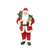 Ozdoby bożonarodzeniowe - Figura tekstylna Święty Mikołaj z prezentem 90 cm - miniaturka - grafika 1