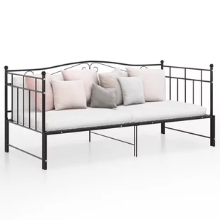 vidaXL Lumarko Sofa z wysuwaną ramą łóżka, czarna, metalowa, 90x200 cm 324782 - Łóżka - miniaturka - grafika 1