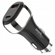 Ładowarki samochodowe - ŁADOWARKA SAMOCHODOWA SZYBKIE ŁADOWANIE USB USB-C PD QC 38W MOCNA 3A - miniaturka - grafika 1