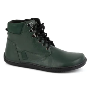 Damskie minimalistyczne buty skórzane zimowe barefoot 1262 zielone - Buty Olivier - Półbuty damskie - miniaturka - grafika 1