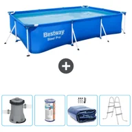 Parasole ogrodowe - Prostokątny basen stalowy Bestway Pro - 300 x 201 x 66 cm - Niebieski - Zawiera pompę, filtr, żagiel przeciwsłoneczny i drabinkę - miniaturka - grafika 1