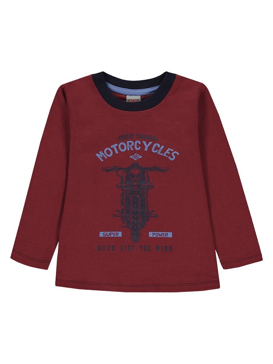 Nimowlęca bluzka na długi rękaw motocykl bordowa Kanz r.92