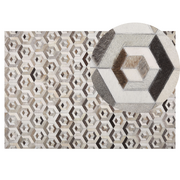 Dywany - Beliani Dywan patchworkowy skórzany 140 x 200 cm brązowo-beżowy TAVAK - miniaturka - grafika 1