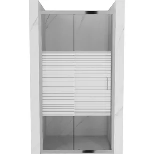 Mexen Apia drzwi prysznicowe rozsuwane 150 cm, pasy, chrom - Ścianki i drzwi prysznicowe - miniaturka - grafika 1