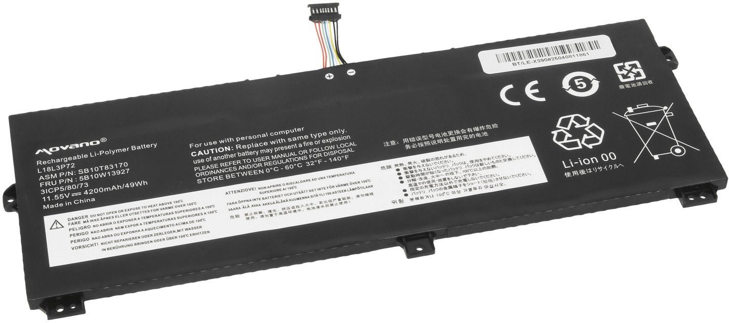 Movano Bateria L18M3P72 L19M3P71 do Lenovo ThinkPad X390 Yoga X13