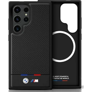 Etui BMW Leather Tricolor Stripe do Samsung Galaxy S25 Ultra Czarny - Etui i futerały do telefonów - miniaturka - grafika 1