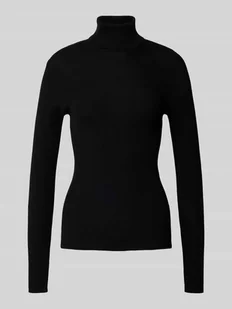 Sweter z dzianiny z prążkowanym golfem model ‘Kalis’ - Swetry damskie - miniaturka - grafika 1