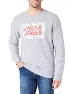 Bluzy męskie - JACK & JONES Męska bluza Jcolauge Sweat Crew Neck FST, jasnoszary melanż/szczegóły: nowy Lgm, XL - miniaturka - grafika 1