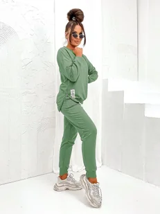 Bawełniany komplet damski khaki (VE05-01) - MOON - Dresy damskie - miniaturka - grafika 1