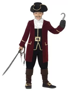 SMIFFYS Atrapa dzieci chłopcy kapitan piratów kostium Deluxe, kurtki, kamizelki, spodnie, chustka na szyję i kapelusz, rozmiar: L, 43997, czarny 43997S - Stroje karnawałowe - miniaturka - grafika 1