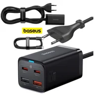 Ładowarki do telefonów - BASEUS GAN3 PRO ŁADOWARKA 65W 2xUSB-C 2xUSB SZYBKA PD QC 1,5m + KABEL USB-C - miniaturka - grafika 1
