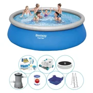 Baseny ogrodowe - Zestaw basenowy - Bestway Fast Set 457x122 cm Rattan - Okrągły - miniaturka - grafika 1