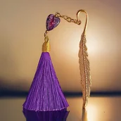 Zakładki do książek - Zakładka PREMIUM : serce : jaspis cesarski : fiolet - miniaturka - grafika 1