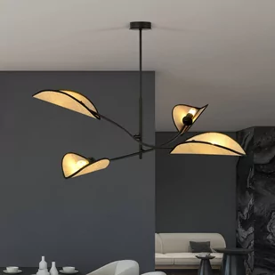 Emibig LOTUS 4 BLACK/RATTAN 1108/4 lampa sufitowa żyrandol oryginalny Design abażury 1108/4 - Lampy sufitowe - miniaturka - grafika 4