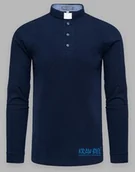 Szaty liturgiczne - Koszula kapłańska POLO z koloratką - długi rękaw, granatowa - miniaturka - grafika 1