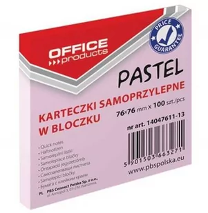 Office products Karteczki samop. 76x76 past różowy - Etykiety samoprzylepne i bloki etykiet - miniaturka - grafika 1